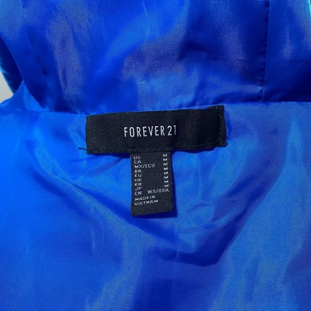 FOREVER 21 NASA Reflective Windbreaker Blue Metallic Hooded Jacket Size M - Picture 8 of 8